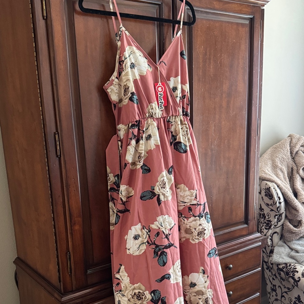 PatPat Rose Pink Floral Midi Dress